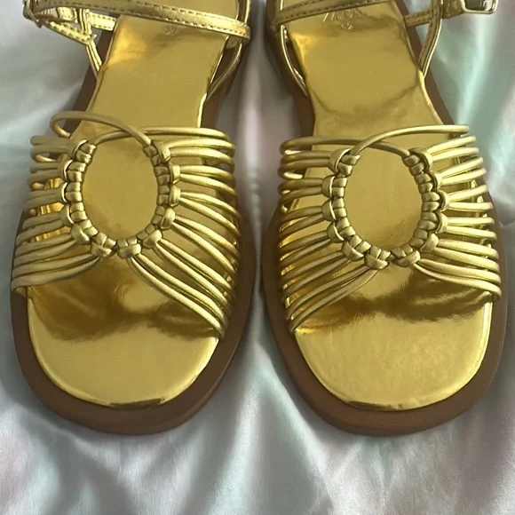 Zara Gold Metallic Sandals - Picture 1 of 1